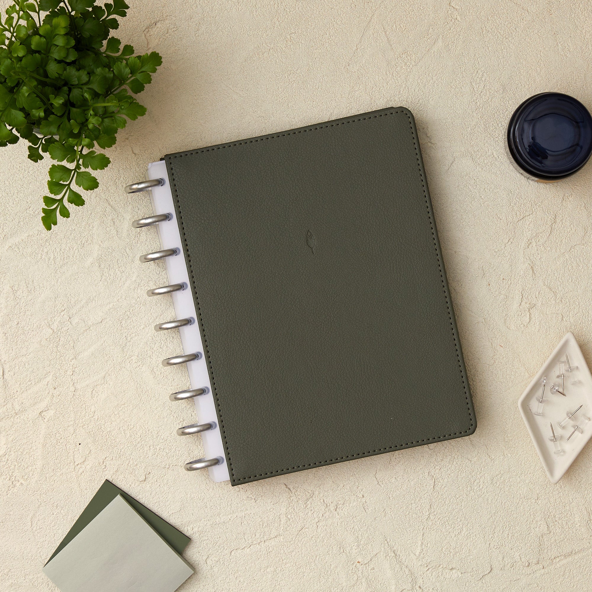 7x9 olive vegan faux leather cover