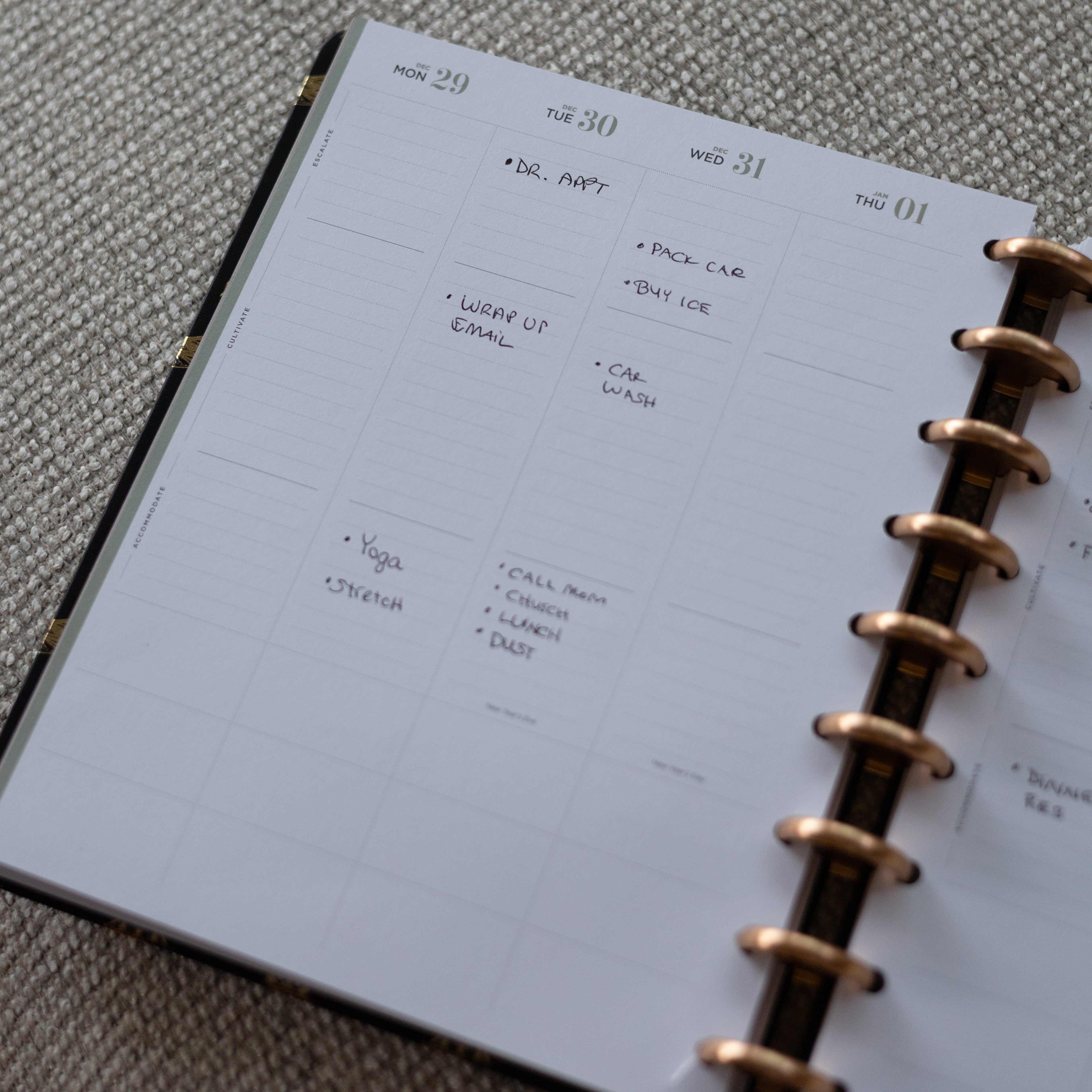 2026 planner featuring a vertical layout with lined writing space for each day