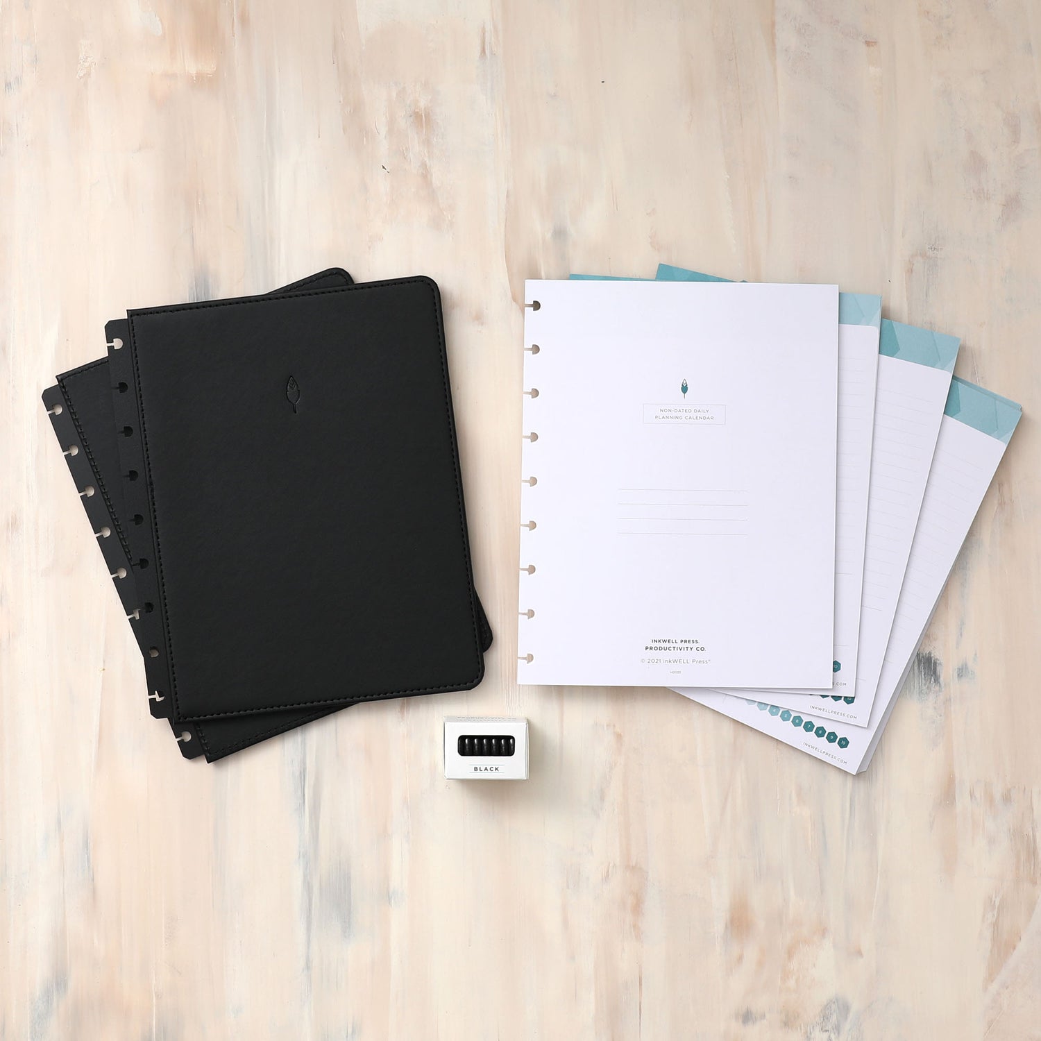 Non-Dated Daily Planner Bundle - Onyx Black Cover - Noir Discs