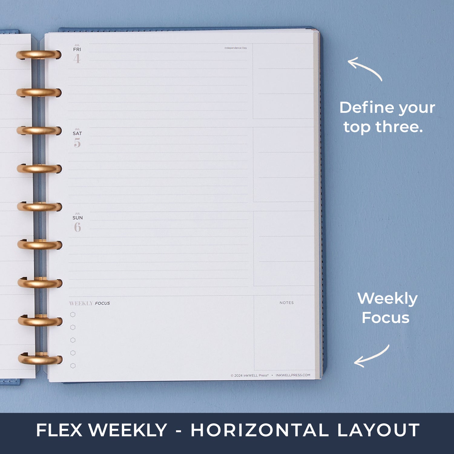 7x9 weekly spread inkwellpress lined writing space