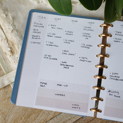 weekly spread featuring lined writing space 7x9 size