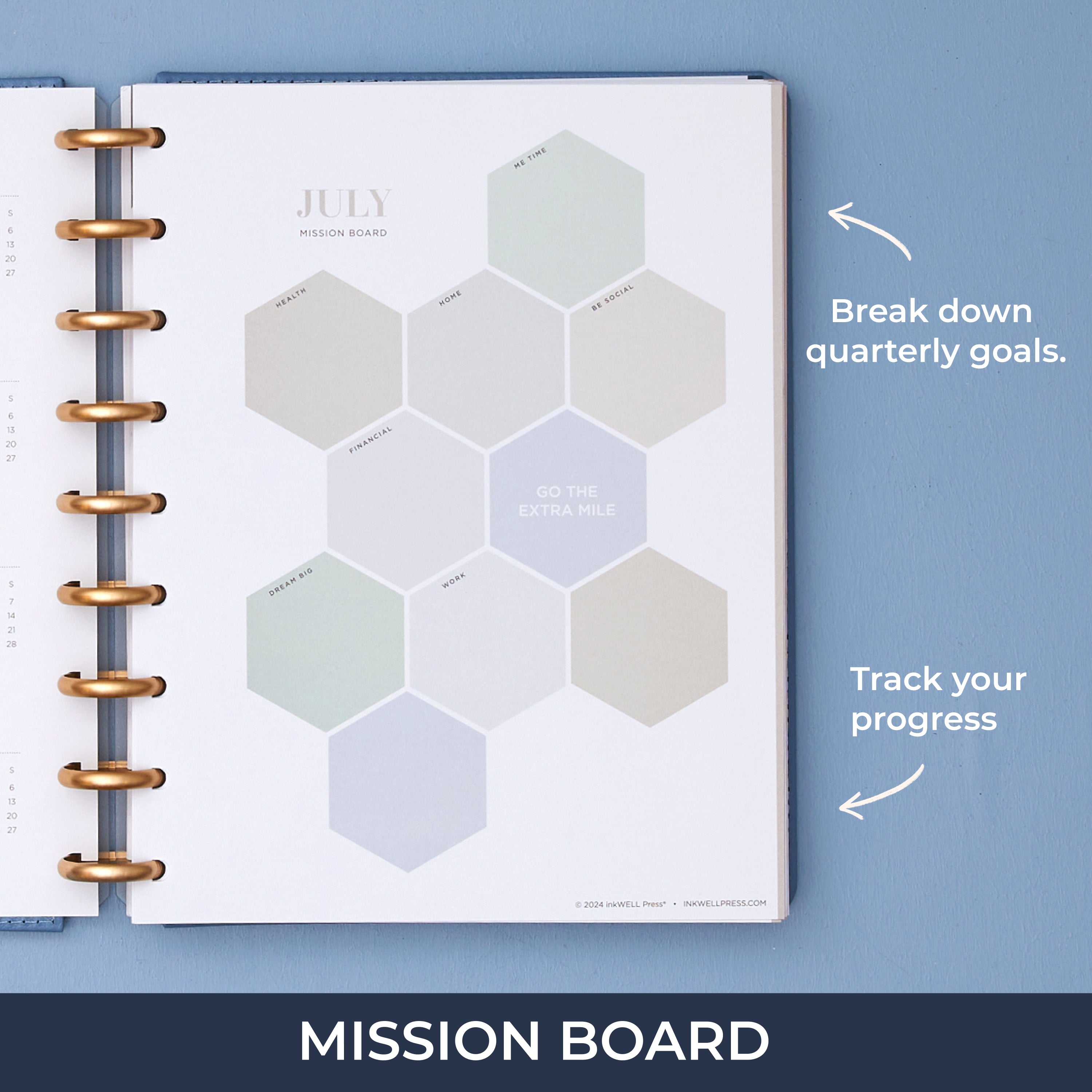 quarterly goals and planning on the mission board 7x9 planner size