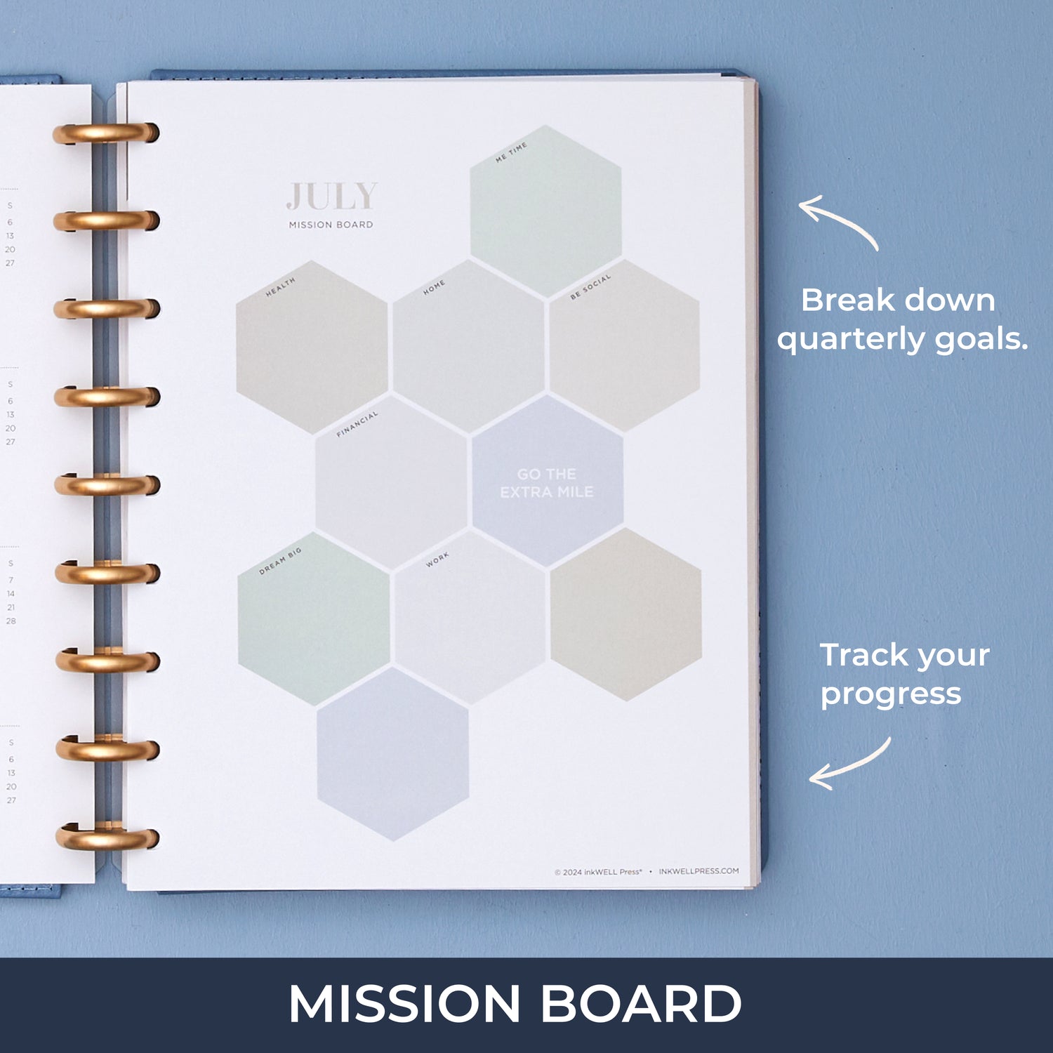 mission board, breakdown quarterly goals 7x9 size